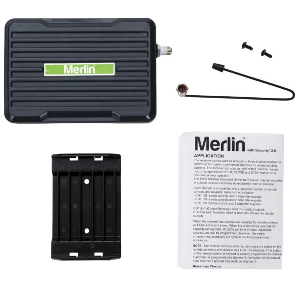 Merlin Garage Receiver E860 Weather Resistant Box Contents